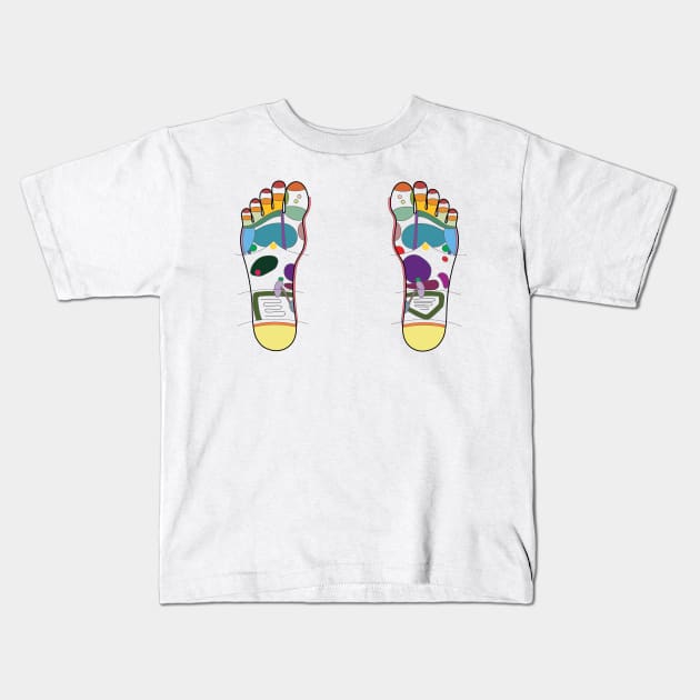 Foot Reflexology Map Kids T-Shirt by Balanceandharmonyforreflexologists